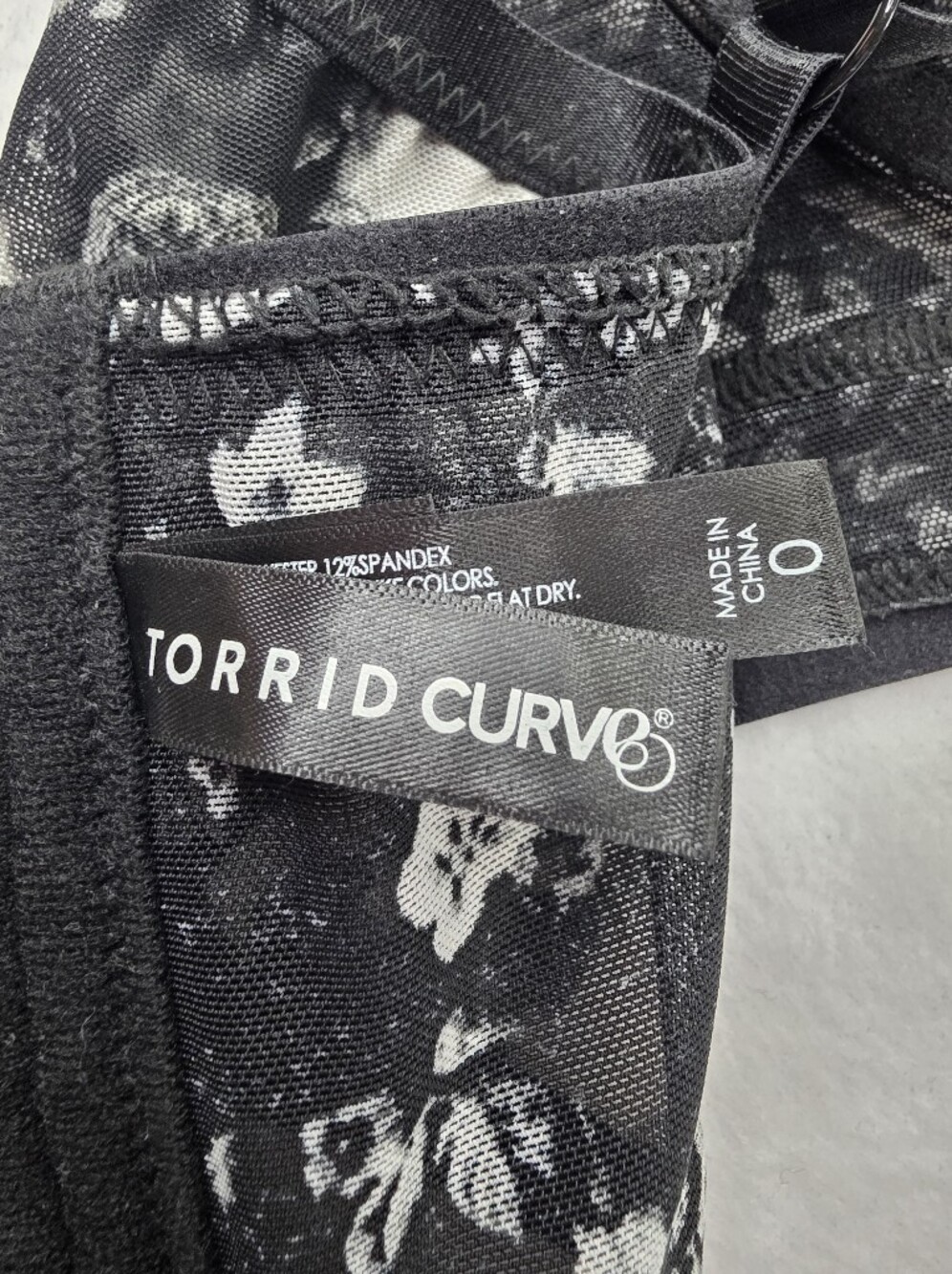 NEW Torrid 0 12 Black Skull Floral Mesh Strappy Longline Wired Bra CX-3877 - Picture 8 of 12